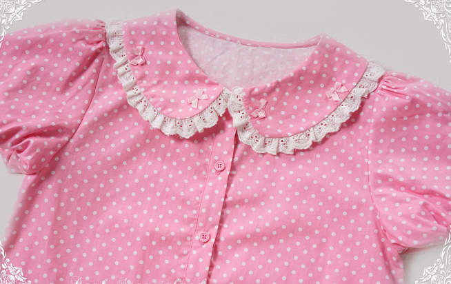 Summer Dream~Polka Dots Short Puffy Sleeves Shirt