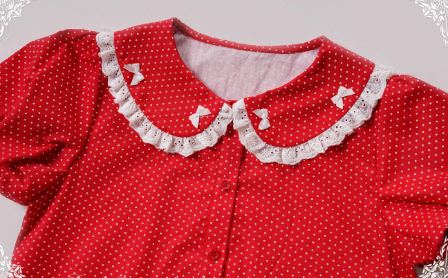 Summer Dream~Polka Dots Short Puffy Sleeves Shirt