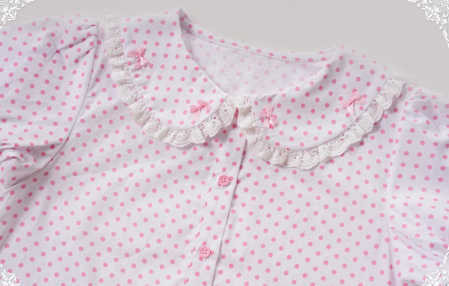 Summer Dream~Polka Dots Short Puffy Sleeves Shirt