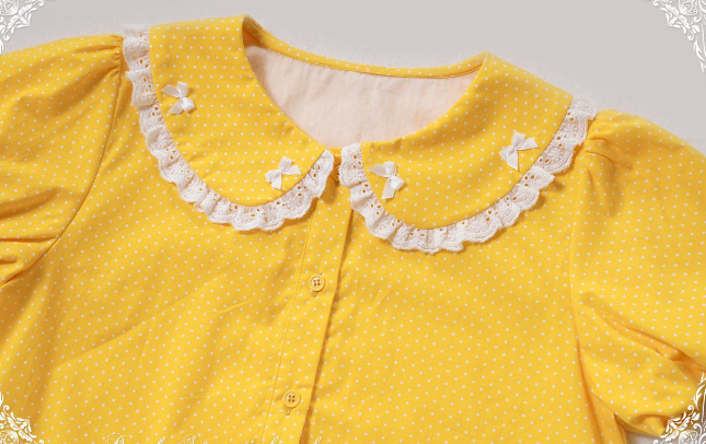 Summer Dream~Polka Dots Short Puffy Sleeves Shirt